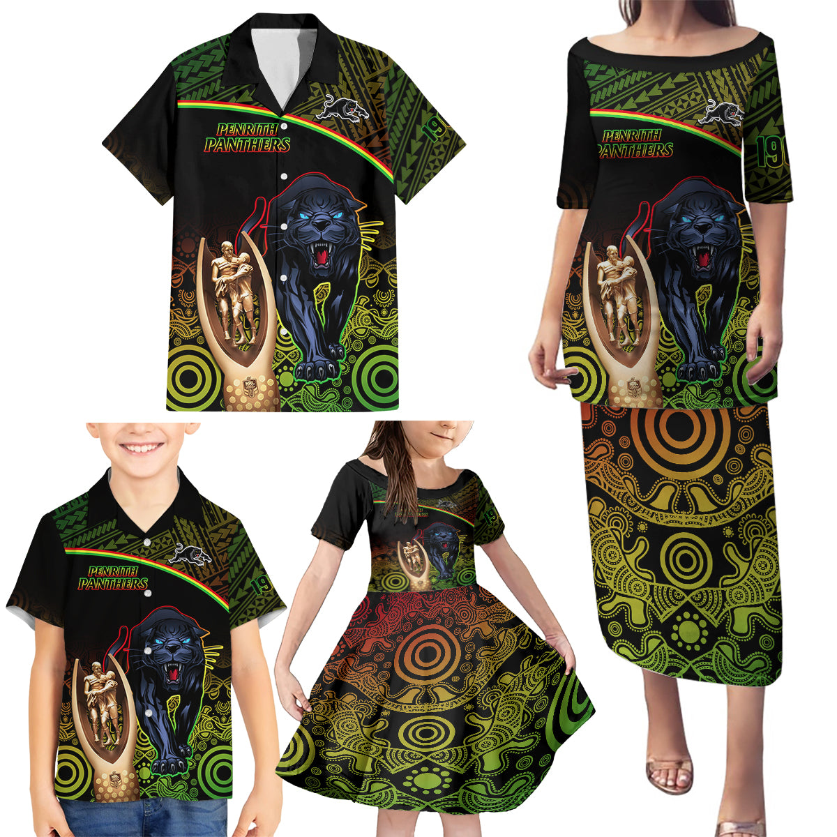 panthers-rugby-family-matching-puletasi-dress-and-hawaiian-shirt-go-premiers-back-to-back-polynesian-indigenous-art
