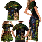 panthers-rugby-family-matching-short-sleeve-bodycon-dress-and-hawaiian-shirt-go-premiers-back-to-back-polynesian-indigenous-art