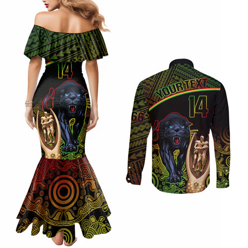 custom-panthers-rugby-couples-matching-mermaid-dress-and-long-sleeve-button-shirts-go-premiers-back-to-back-polynesian-indigenous-art