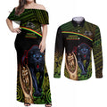custom-panthers-rugby-couples-matching-off-shoulder-maxi-dress-and-long-sleeve-button-shirts-go-premiers-back-to-back-polynesian-indigenous-art
