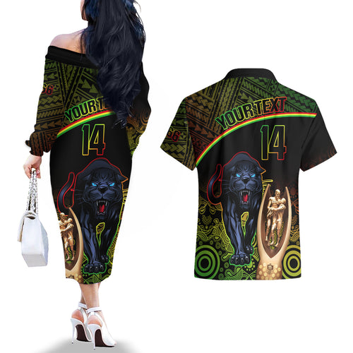 custom-panthers-rugby-couples-matching-off-the-shoulder-long-sleeve-dress-and-hawaiian-shirt-go-premiers-back-to-back-polynesian-indigenous-art