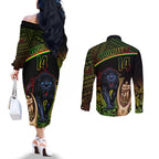 custom-panthers-rugby-couples-matching-off-the-shoulder-long-sleeve-dress-and-long-sleeve-button-shirts-go-premiers-back-to-back-polynesian-indigenous-art