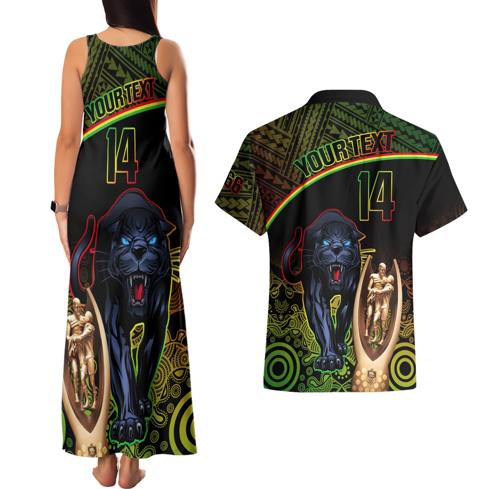 custom-panthers-rugby-couples-matching-tank-maxi-dress-and-hawaiian-shirt-go-premiers-back-to-back-polynesian-indigenous-art