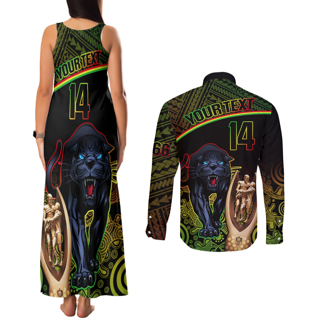 custom-panthers-rugby-couples-matching-tank-maxi-dress-and-long-sleeve-button-shirts-go-premiers-back-to-back-polynesian-indigenous-art