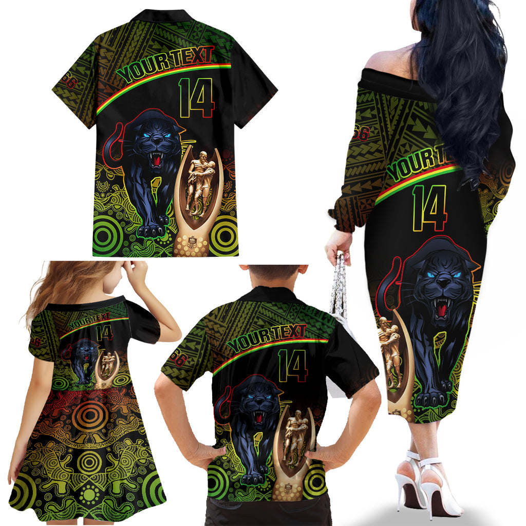 custom-panthers-rugby-family-matching-off-shoulder-long-sleeve-dress-and-hawaiian-shirt-go-premiers-back-to-back-polynesian-indigenous-art