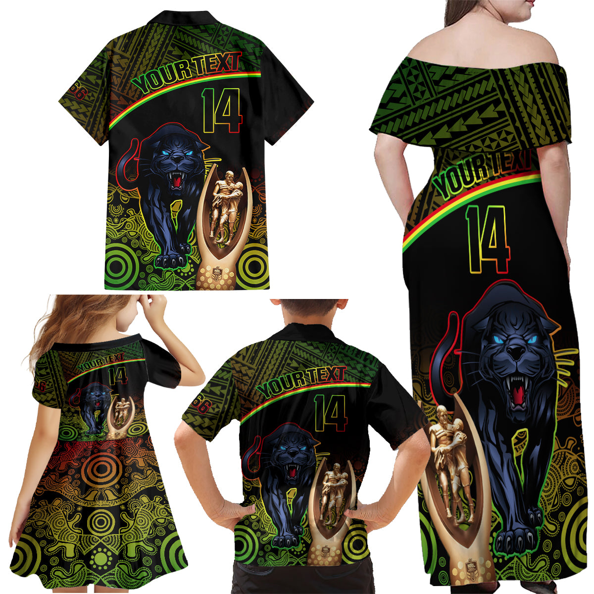 custom-panthers-rugby-family-matching-off-shoulder-maxi-dress-and-hawaiian-shirt-go-premiers-back-to-back-polynesian-indigenous-art