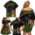 custom-panthers-rugby-family-matching-off-shoulder-short-dress-and-hawaiian-shirt-go-premiers-back-to-back-polynesian-indigenous-art