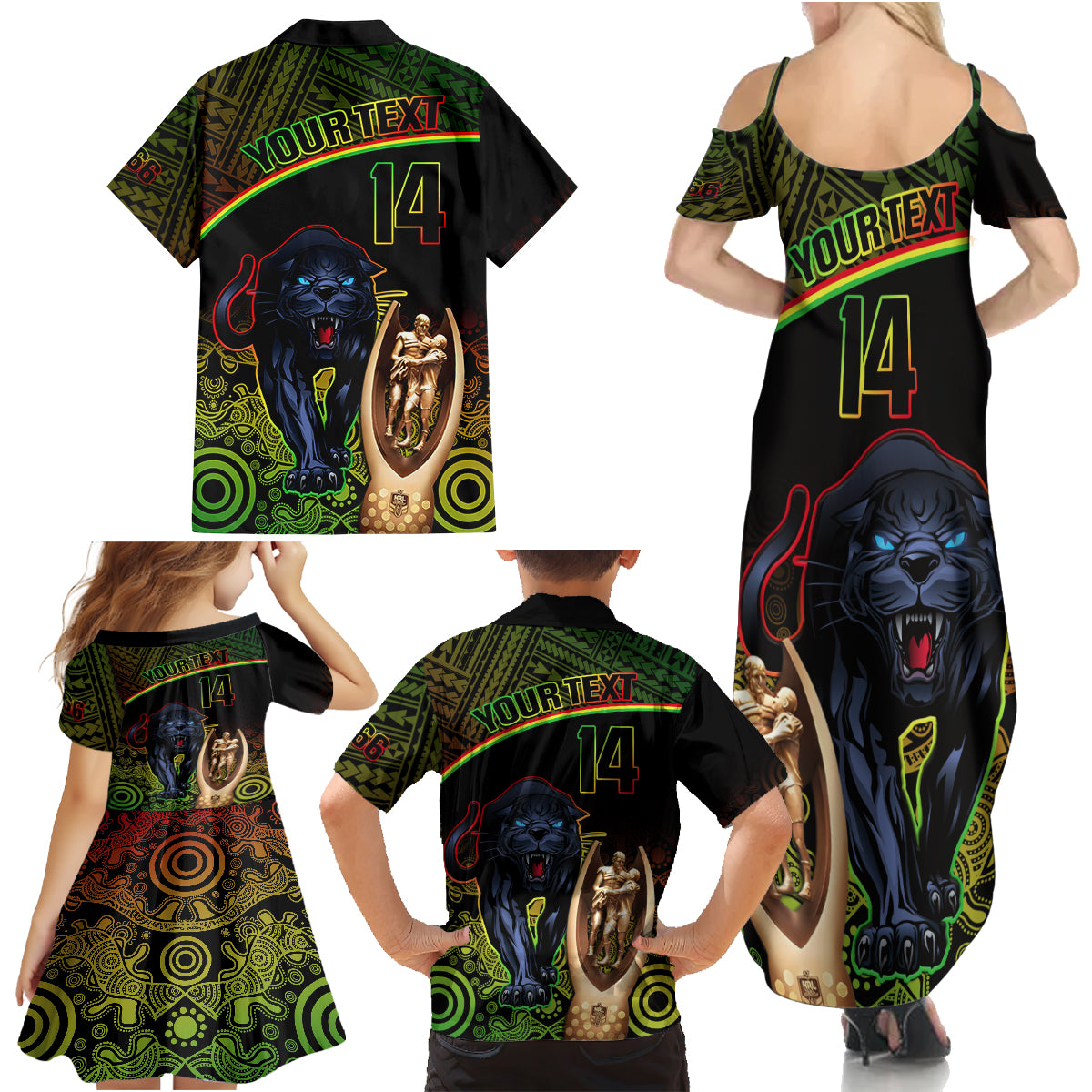 custom-panthers-rugby-family-matching-summer-maxi-dress-and-hawaiian-shirt-go-premiers-back-to-back-polynesian-indigenous-art