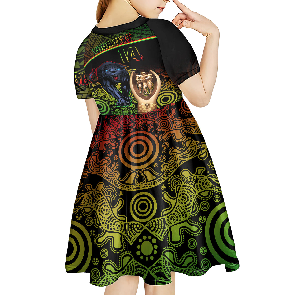 custom-panthers-rugby-kid-short-sleeve-dress-go-premiers-back-to-back-polynesian-indigenous-art