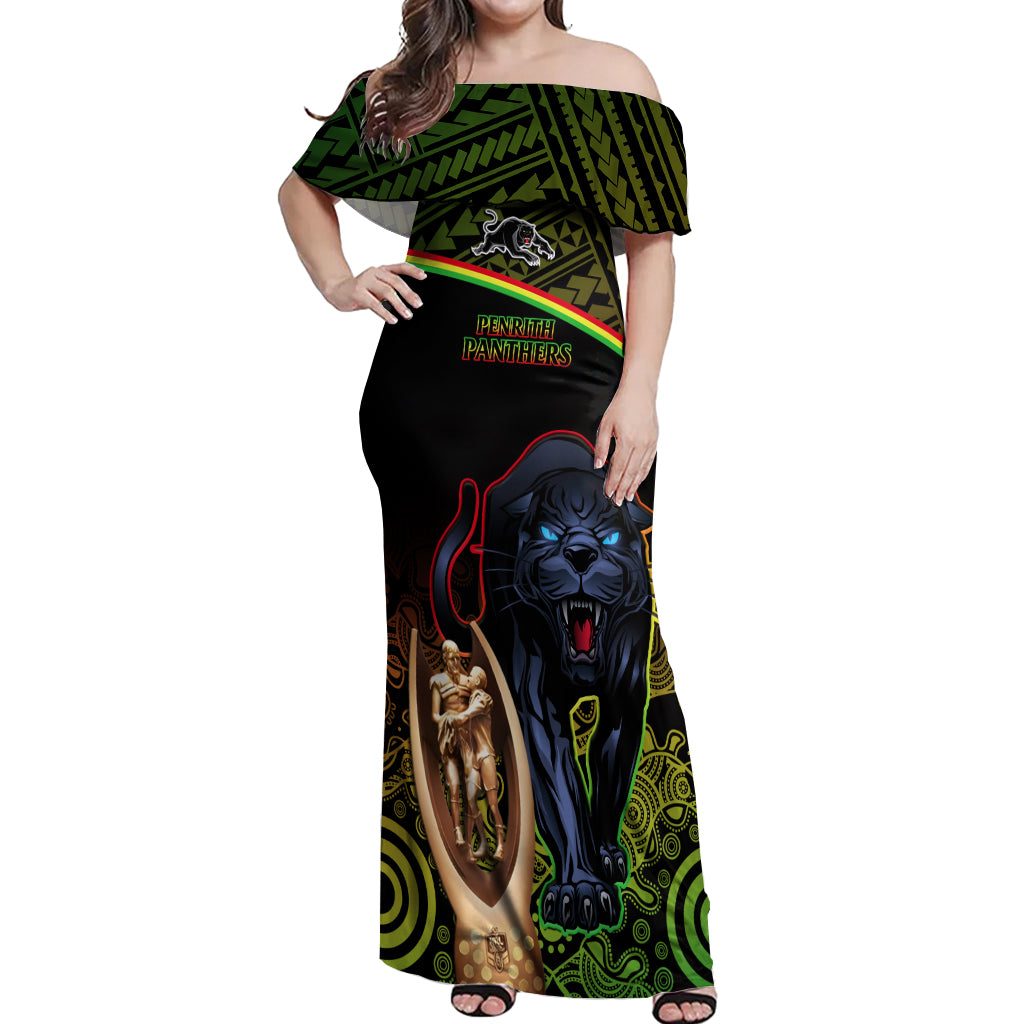 custom-panthers-rugby-off-shoulder-maxi-dress-go-premiers-back-to-back-polynesian-indigenous-art