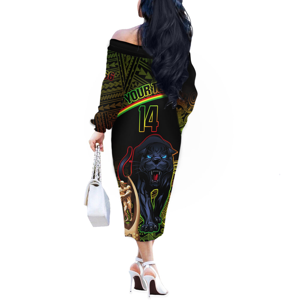 custom-panthers-rugby-off-the-shoulder-long-sleeve-dress-go-premiers-back-to-back-polynesian-indigenous-art