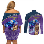 storm-rugby-couples-matching-off-shoulder-short-dress-and-long-sleeve-button-shirts-go-champions-2023-mascot-with-polynesian-indigenous-art