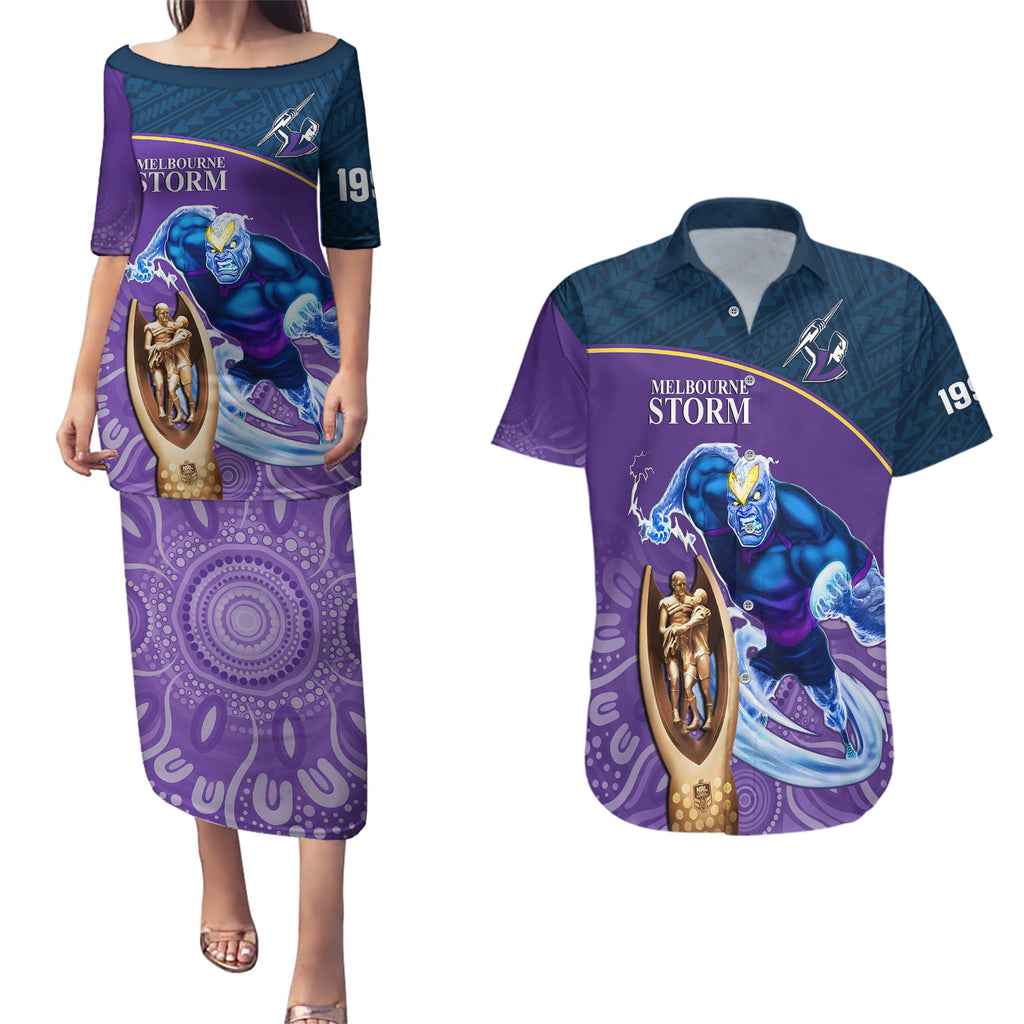 storm-rugby-couples-matching-puletasi-dress-and-hawaiian-shirt-go-champions-2023-mascot-with-polynesian-indigenous-art