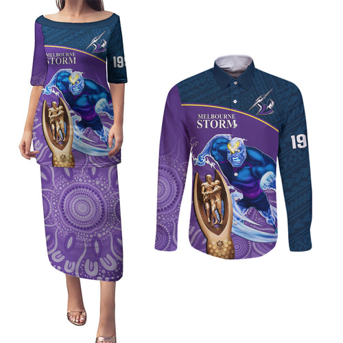 storm-rugby-couples-matching-puletasi-dress-and-long-sleeve-button-shirts-go-champions-2023-mascot-with-polynesian-indigenous-art