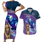 storm-rugby-couples-matching-short-sleeve-bodycon-dress-and-hawaiian-shirt-go-champions-2023-mascot-with-polynesian-indigenous-art