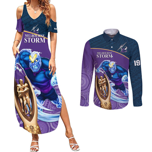 storm-rugby-couples-matching-summer-maxi-dress-and-long-sleeve-button-shirts-go-champions-2023-mascot-with-polynesian-indigenous-art