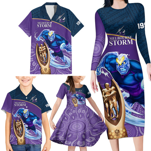 storm-rugby-family-matching-long-sleeve-bodycon-dress-and-hawaiian-shirt-go-champions-2023-mascot-with-polynesian-indigenous-art