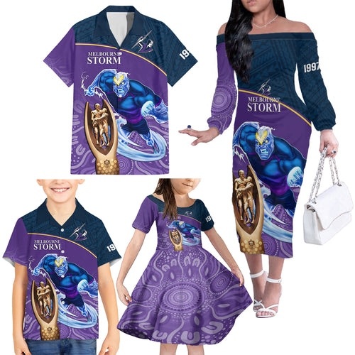 storm-rugby-family-matching-off-shoulder-long-sleeve-dress-and-hawaiian-shirt-go-champions-2023-mascot-with-polynesian-indigenous-art
