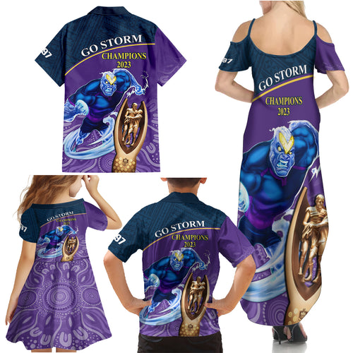 storm-rugby-family-matching-summer-maxi-dress-and-hawaiian-shirt-go-champions-2023-mascot-with-polynesian-indigenous-art