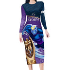 storm-rugby-long-sleeve-bodycon-dress-go-champions-2023-mascot-with-polynesian-indigenous-art