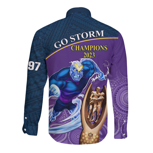 storm-rugby-long-sleeve-button-shirt-go-champions-2023-mascot-with-polynesian-indigenous-art