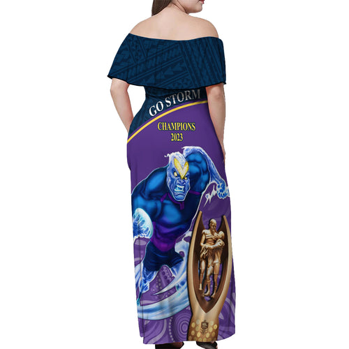 storm-rugby-off-shoulder-maxi-dress-go-champions-2023-mascot-with-polynesian-indigenous-art