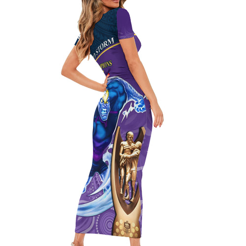 storm-rugby-short-sleeve-bodycon-dress-go-champions-2023-mascot-with-polynesian-indigenous-art