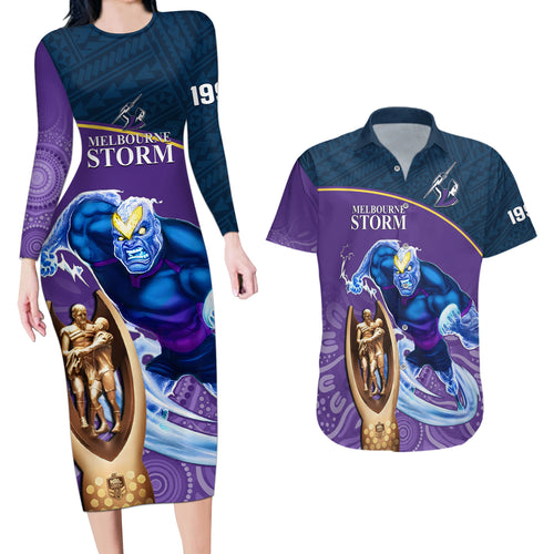 custom-storm-rugby-couples-matching-long-sleeve-bodycon-dress-and-hawaiian-shirt-go-champions-2023-mascot-with-polynesian-indigenous-art