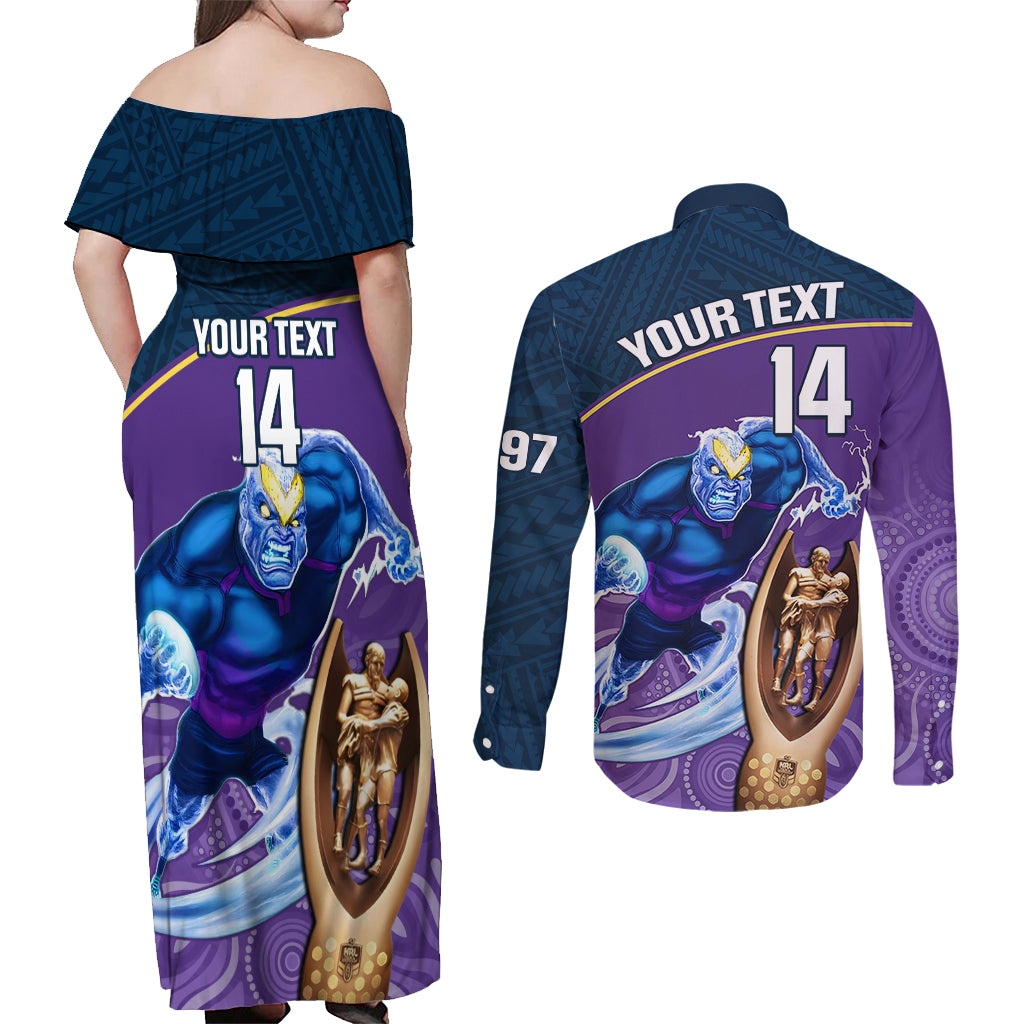 custom-storm-rugby-couples-matching-off-shoulder-maxi-dress-and-long-sleeve-button-shirts-go-champions-2023-mascot-with-polynesian-indigenous-art