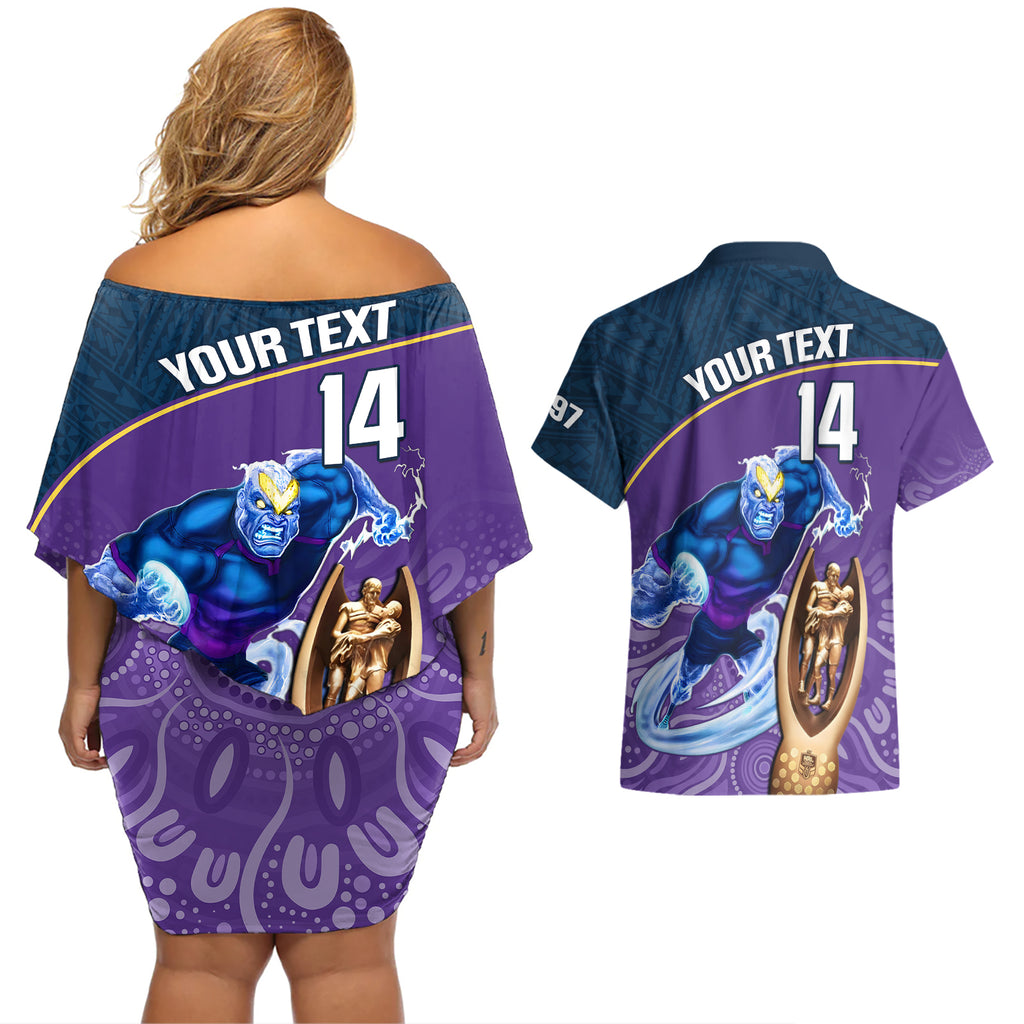 custom-storm-rugby-couples-matching-off-shoulder-short-dress-and-hawaiian-shirt-go-champions-2023-mascot-with-polynesian-indigenous-art