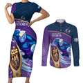 custom-storm-rugby-couples-matching-short-sleeve-bodycon-dress-and-long-sleeve-button-shirts-go-champions-2023-mascot-with-polynesian-indigenous-art