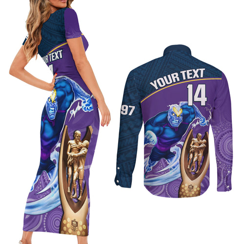 custom-storm-rugby-couples-matching-short-sleeve-bodycon-dress-and-long-sleeve-button-shirts-go-champions-2023-mascot-with-polynesian-indigenous-art