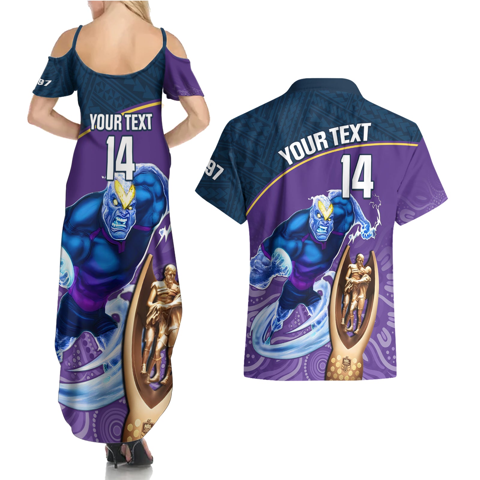 custom-storm-rugby-couples-matching-summer-maxi-dress-and-hawaiian-shirt-go-champions-2023-mascot-with-polynesian-indigenous-art