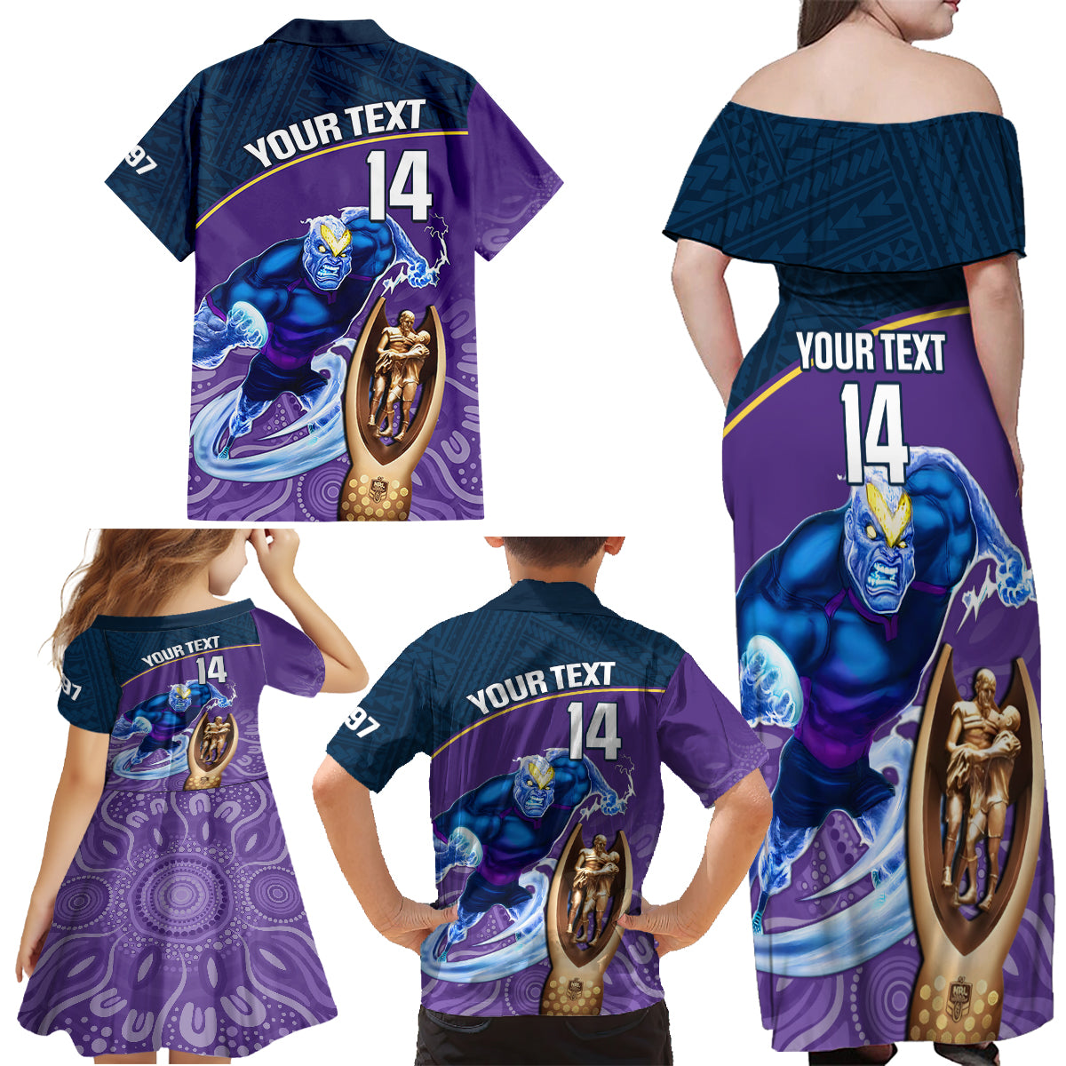 custom-storm-rugby-family-matching-off-shoulder-maxi-dress-and-hawaiian-shirt-go-champions-2023-mascot-with-polynesian-indigenous-art