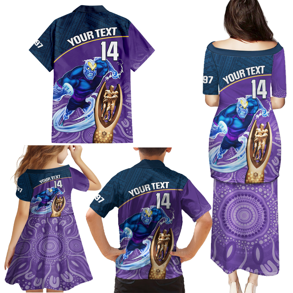 custom-storm-rugby-family-matching-puletasi-dress-and-hawaiian-shirt-go-champions-2023-mascot-with-polynesian-indigenous-art