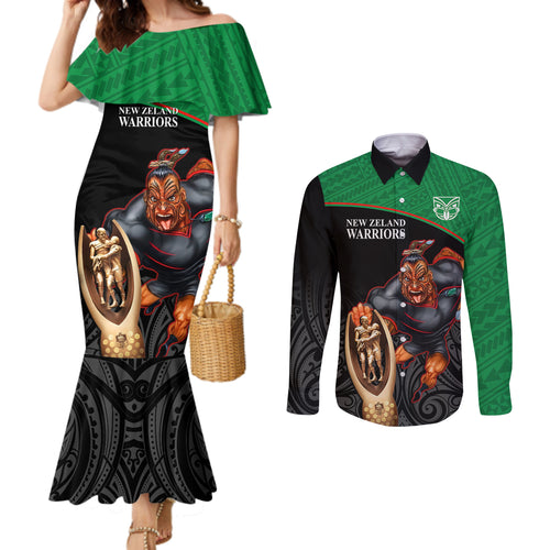 warriors-rugby-couples-matching-mermaid-dress-and-long-sleeve-button-shirts-go-champions-aotearoa-mascot-with-polynesian-maori-pattern