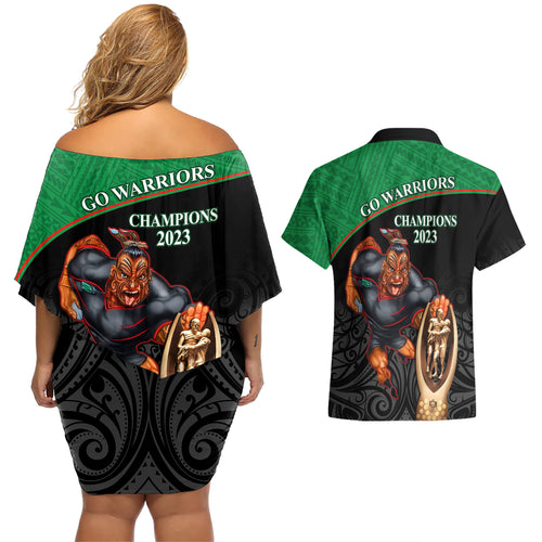 warriors-rugby-couples-matching-off-shoulder-short-dress-and-hawaiian-shirt-go-champions-aotearoa-mascot-with-polynesian-maori-pattern