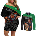 warriors-rugby-couples-matching-off-shoulder-short-dress-and-long-sleeve-button-shirts-go-champions-aotearoa-mascot-with-polynesian-maori-pattern