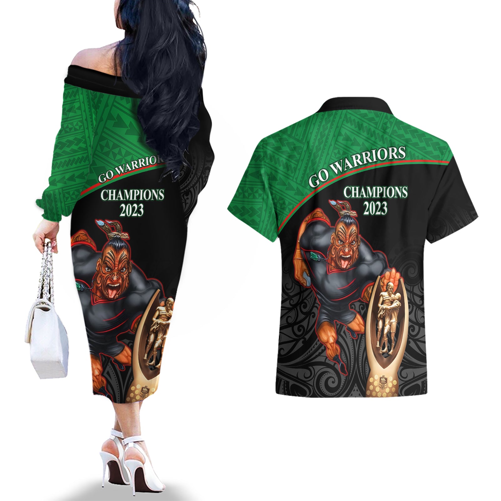 warriors-rugby-couples-matching-off-the-shoulder-long-sleeve-dress-and-hawaiian-shirt-go-champions-aotearoa-mascot-with-polynesian-maori-pattern