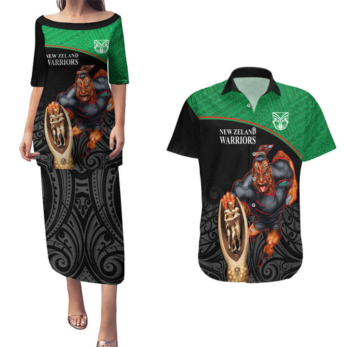 warriors-rugby-couples-matching-puletasi-dress-and-hawaiian-shirt-go-champions-aotearoa-mascot-with-polynesian-maori-pattern