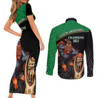 warriors-rugby-couples-matching-short-sleeve-bodycon-dress-and-long-sleeve-button-shirts-go-champions-aotearoa-mascot-with-polynesian-maori-pattern