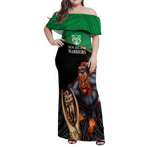 warriors-rugby-family-matching-off-shoulder-maxi-dress-and-hawaiian-shirt-go-champions-aotearoa-mascot-with-polynesian-maori-pattern