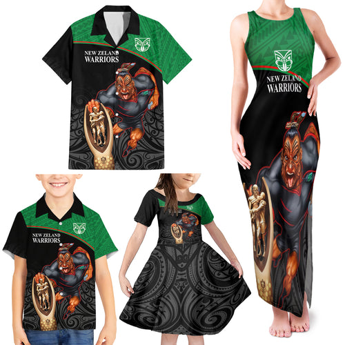 warriors-rugby-family-matching-tank-maxi-dress-and-hawaiian-shirt-go-champions-aotearoa-mascot-with-polynesian-maori-pattern