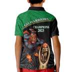 warriors-rugby-kid-polo-shirt-go-champions-aotearoa-mascot-with-polynesian-maori-pattern