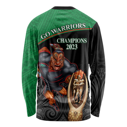 warriors-rugby-long-sleeve-shirt-go-champions-aotearoa-mascot-with-polynesian-maori-pattern