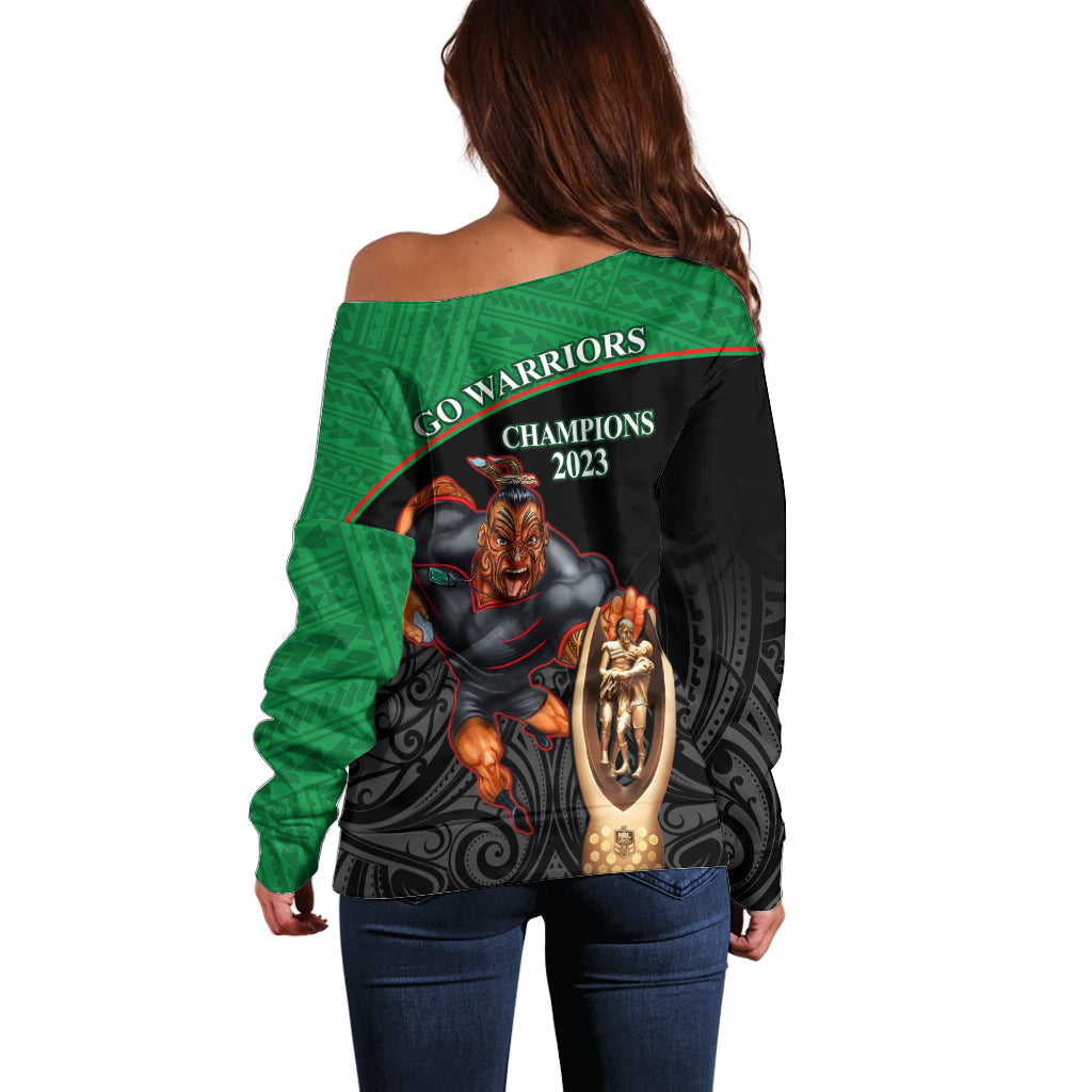 warriors-rugby-off-shoulder-sweater-go-champions-aotearoa-mascot-with-polynesian-maori-pattern