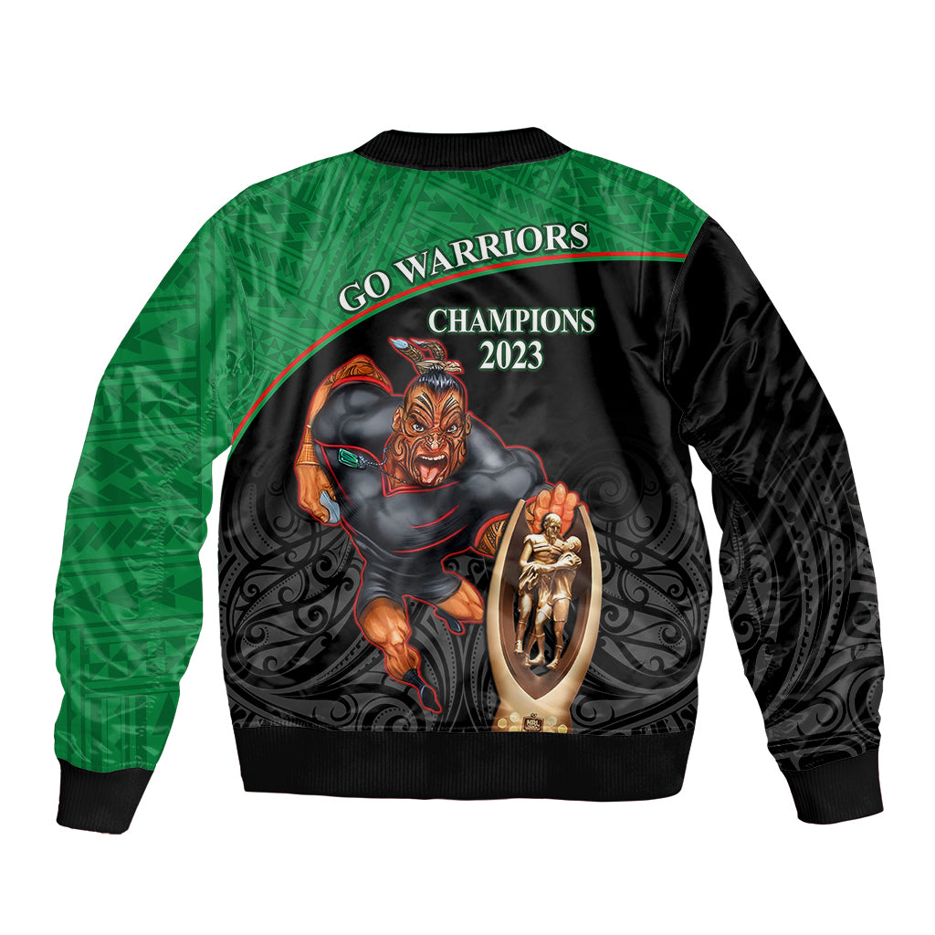 warriors-rugby-sleeve-zip-bomber-jacket-go-champions-aotearoa-mascot-with-polynesian-maori-pattern