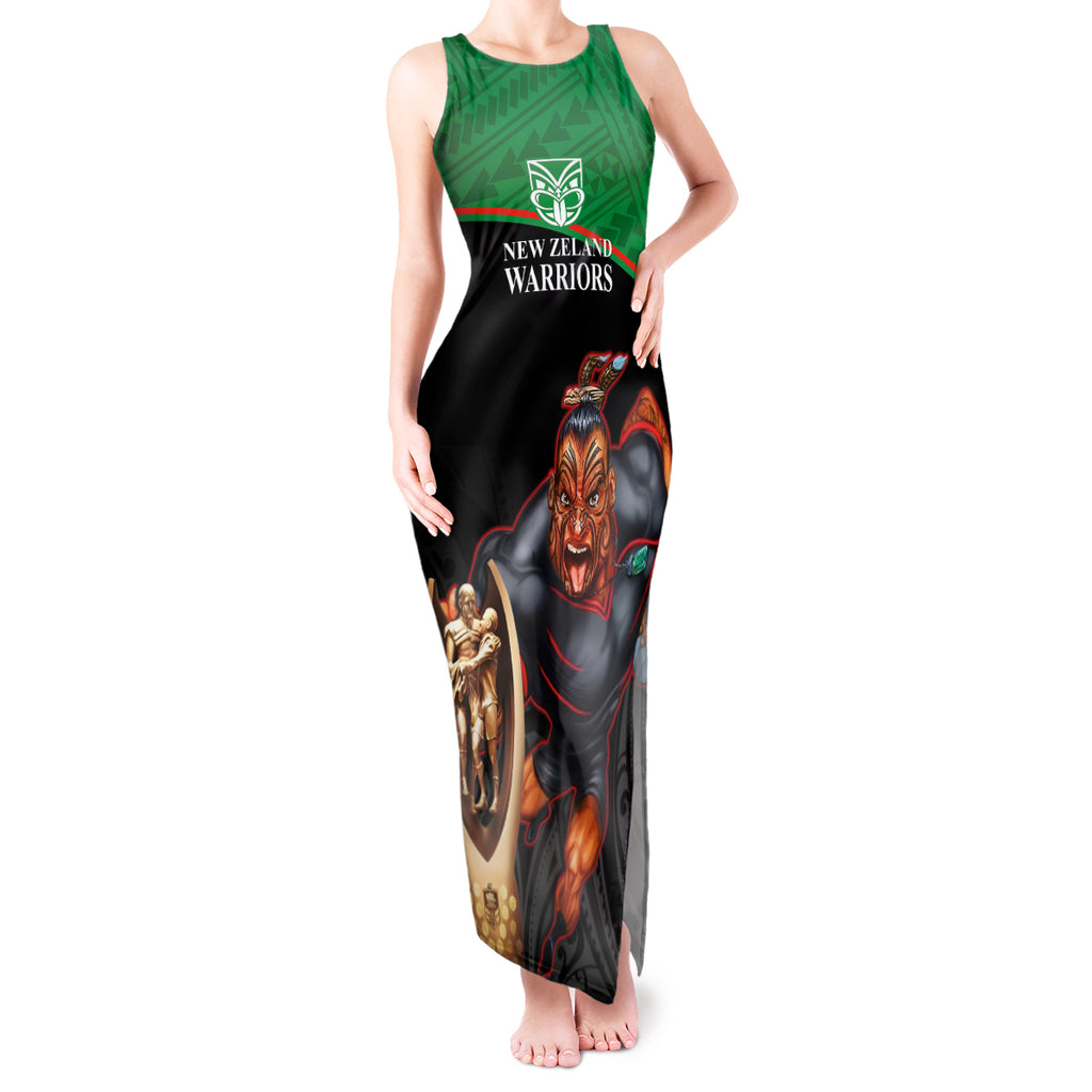 warriors-rugby-tank-maxi-dress-go-champions-aotearoa-mascot-with-polynesian-maori-pattern