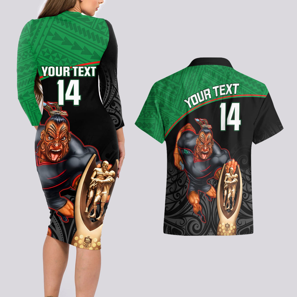 custom-warriors-rugby-couples-matching-long-sleeve-bodycon-dress-and-hawaiian-shirt-go-champions-aotearoa-mascot-with-polynesian-maori-pattern