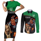 custom-warriors-rugby-couples-matching-short-sleeve-bodycon-dress-and-long-sleeve-button-shirts-go-champions-aotearoa-mascot-with-polynesian-maori-pattern